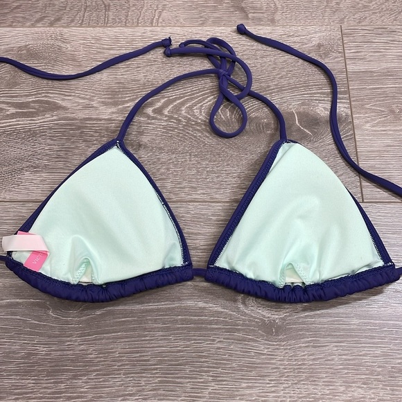 NWOT Victoria Secret Bikini Crochet Side Tie Bottom Triangle Top Blue M - Picture 12 of 16